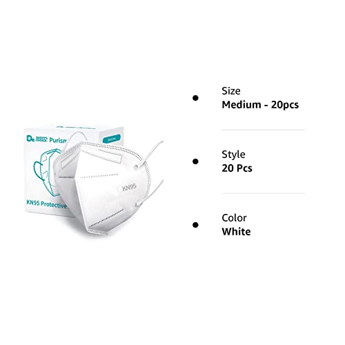 Purism KN95 Face Mask, Disposable Use 20pcs/box, 5-Layer Protective Face Mask, White