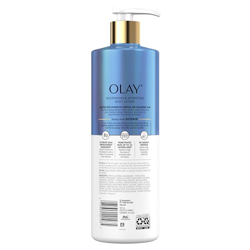 Olay Nourishing & Hydrating Body Lotion with Hyaluronic Acid, 17 fl oz Pump, Pack of 4
