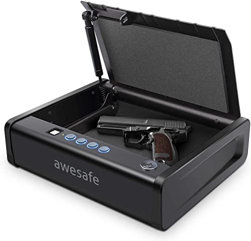 awesafe - Caja fuerte para pistola con identificación de huellas dactilares y bloqueo biométrico con capacidad de pistola