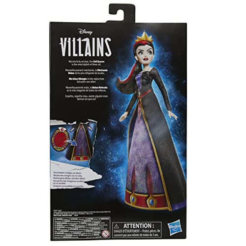 Hasbro, Disney Villains Style Series – La Reina Malvada, Muñeca para Niñas y Niños de 6 Años en Adelante, Incluye 5 Accesorios, Inspirada en el Cuento y Películas de Disney.