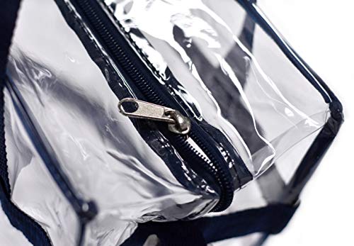 Bolsa transparente aprobada por el estadio, asas, correa para el hombro, cierre de cremallera.