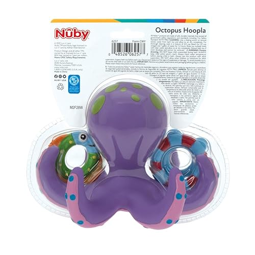 Nuby Flotante Pulpo Púrpura con 3 anillos Hoopla Interactivo Juguete de baño