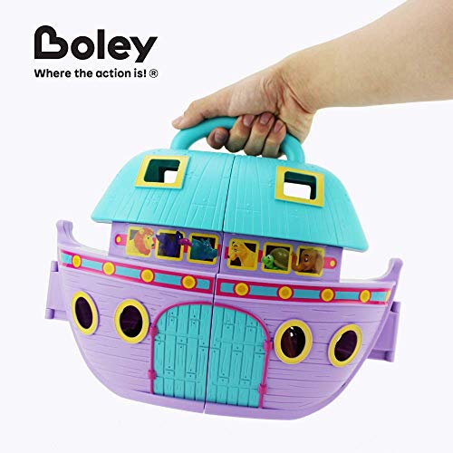 Boley Noah's Ark - Juego de 29 piezas de juguetes de historia bíblica para niños con barco, cifras de Noé y esposa, animales del zoológico y accesorios de granero, juegos bíblicos para niños y niñas