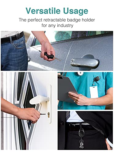 Puroma - Carrete retráctil con mosquetón vertical resellable impermeable para tarjetas de identificación y llavero para tarjetero, llavero