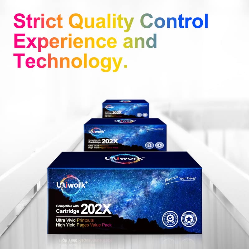 Uniwork - Cartucho de tóner Compatible con HP 202X 202A CF500X CF500A para Impresora de tóner Laserjet Pro MFP M281fdw M254dw M281cdw M281 M281dw M280nw (Negro, Cian, Magenta, Amarillo)