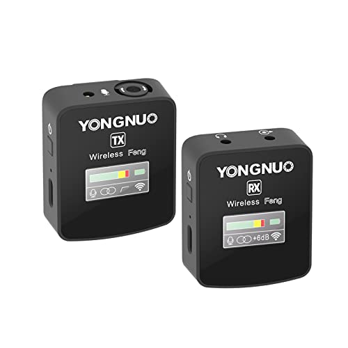 YONGNUO Feng 2.4G Micrófono inalámbrico con clip de cuello, sistema inalámbrico de micrófono Lavalier con receptor de transmisor, para cámaras DSLR, videocámaras, iPhone, Android, YouTube, Tiktok,