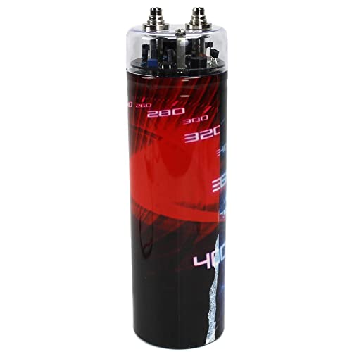Boss Audio CPBK2 2 farad 20 voltios LED de voltaje digital para coche condensador de potencia y Soundstorm AKS8 calibre 8 amplificador de coche kit completo de cableado