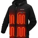 Venustas Sudadera con capucha climatizada con batería 11V para unisex con 5 zonas de calefacción, sudadera climatizada para hombres y mujeres