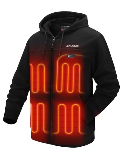 Venustas Sudadera con capucha climatizada con batería 11V para unisex con 5 zonas de calefacción, sudadera climatizada para hombres y mujeres
