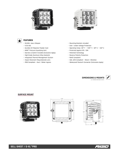 Rigid Industries - Cubierta de luz para D-XL Series Amber Pro (321993)