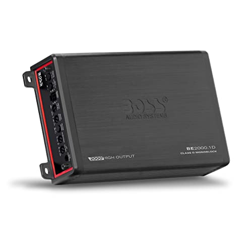 Boss Audio Systems Elite BE2000.1D - Amplificador de Coche Clase D - 2000 de Alta Salida, 1 Ohm Estable, Digital, monobloque, Fuente de alimentación Mosfet, Ideal para subwoofers