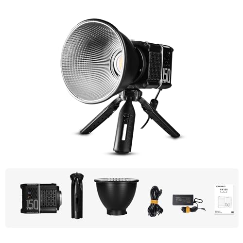 YONGNUO YN150S - Luz de video LED COB de 150 W 5600 K, luz de día, luz de salida continua de mano para fotografía, 15000 lux CRI95+ luces de estudio, con ventilador de refrigeración y soporte Bowens