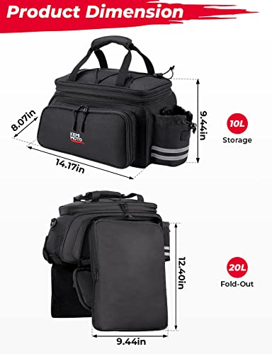 KEMIMOTO Bolsa trasera para bicicleta, bolsa para maletero de bicicleta, gran capacidad, resistente al agua, con cubierta de lluvia, bolsa para sillín de bicicleta, para compras, viajes, ciclismo