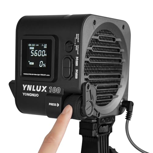 Yongnuo YNLUX100 - Luz de video LED con soporte Bowen y reflector, iluminación LED continua 3200-5600 K bicolor, CRI95+, 12188Lux@1M, control remoto inalámbrico 2.4G para bodas, videos de YouTube