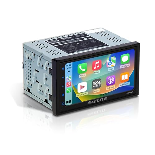 BOSS Audio Systems Elite BV800ACP Reproductor multimedia para coche con Apple CarPlay, Android Auto Double Din Car Stereo, pantalla táctil capacitiva LCD de 6,75 pulgadas, Bluetooth MP3 USB A/V en receptor AM/FM, dirección