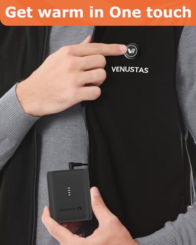 Venustas - Chaleco térmico de forro polar para hombre con batería de 7.4 V, chaleco eléctrico ligero aislado