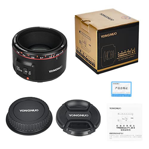 Yongnuo YN50MM F1.8 II AF/MF 0.35M Focus Distance Standard Prime Lens Black for Canon DSLR Camera