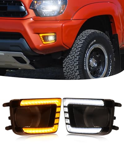 TBHOO - Luces antiniebla LED para Toyota Tacoma DRL, luces de circulación diurna ámbar, luces antiniebla LED para Toyota Tacoma, accesorios