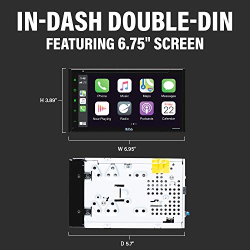 Boss Audio Systems Elite BV900ACP - Reproductor Multimedia para Coche con Apple CarPlay-Android Auto - Doble DIN, visualización táctil capacitiva de 6.75 Pulgadas, Bluetooth, DVD, CD, USB, Aux, Am FM