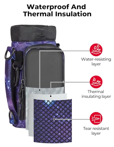KEMIMOTO - Bolsa para botellas de agua, portabidones de agua con correa ajustable para el hombro, soporte para botellas de agua para senderismo, camping, pesca, compatible con YETI 32 onzas, 44 onzas, 64 onzas