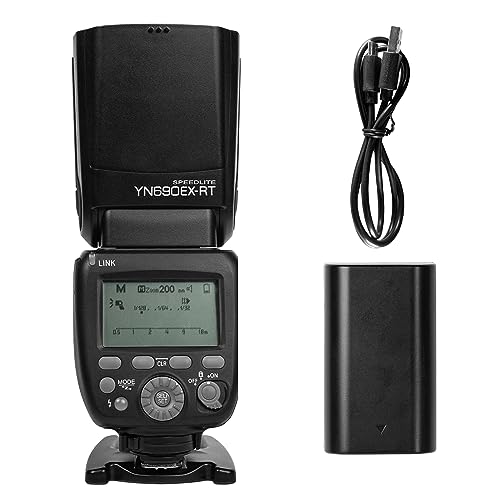 YONGNUO YN690EX-RT Flash de cámara para Canon, TTL HSS 1/8000s GN60 flash inalámbrico Speedlite, batería de iones de litio de 2000mAh con interfaz de carga tipo C, soporte óptico maestro y función