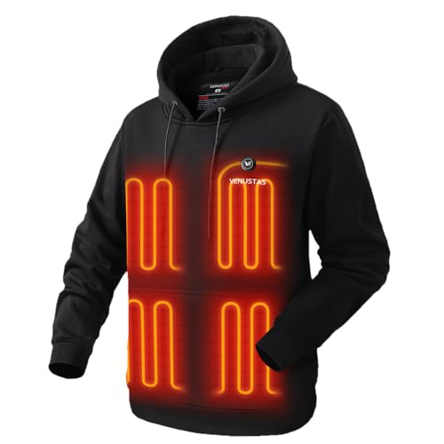Venustas - Sudadera con capucha climatizada con batería de 7.4 V para unisex con 5 zonas de calefacción, sudadera con calefacción para hombres y mujeres