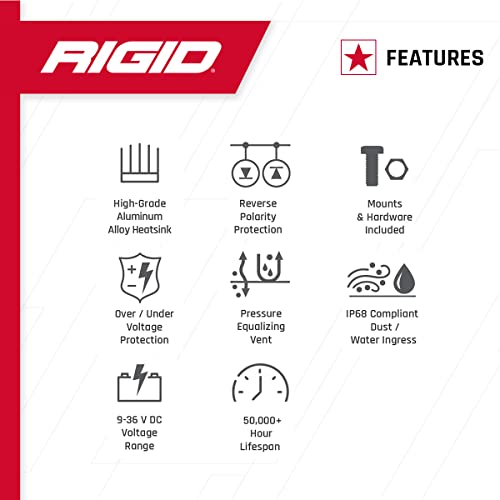 Rigid Industries - Luz LED Todoterreno de la Serie 360 de 4 Pulgadas para Velocidad Moderada de 20 a 50 mph Plus par de retroiluminación Blanca