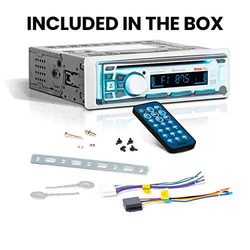 Boss Audio estéreo Marino Resistente a la Intemperie, Panel Frontal Desmontable, Mando a Distancia inalámbrico