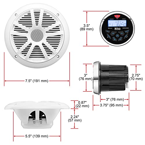BOSS Audio Systems Paquete de Receptor y Altavoz de Calibre Marino