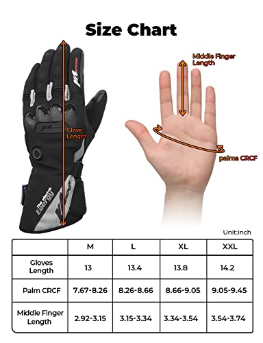Guantes térmicos de motocicleta kemimoto, guantes calefactables para hombres y mujeres, guantes de calefacción impermeables con batería recargable, guantes eléctricos táctiles, 7.4 V 2600 mAh, calor hasta 3.5 – 6 horas (XXL, negro)