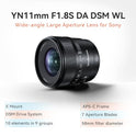 YONGNUO YN11MM F1.8S Lente para Sony, 11 mm F1.8 Lente fija de apertura grande, enfoque automático APS-C, lente ultra gran angular para cámaras Sony E Mount sin espejo