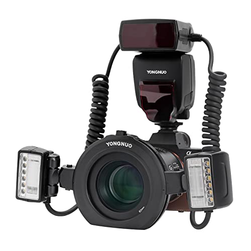 Yongnuo YN24EX S Macro Flash Speedlite, GN18 TTL con 2 cabezales de flash 7 anillos adaptadores, para cámaras Sony a6600 a6500 a6400 a7R4 a7R3 a7S3 a7S3 a7S3