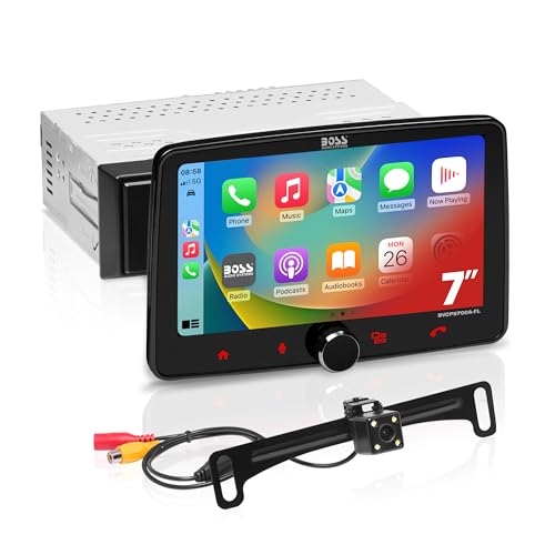 Boss Audio Systems Sistema estéreo para automóvil BVCP9700A-CFL: Apple CarPlay, Android Auto, DIN único con Pantalla táctil de 7 Pulgadas, Audio Bluetooth y Unidad de Llamadas, Receptor Radio