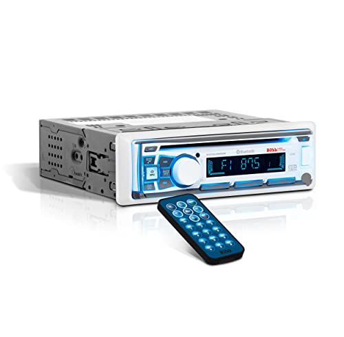 Boss Audio estéreo Marino Resistente a la Intemperie, Panel Frontal Desmontable, Mando a Distancia inalámbrico