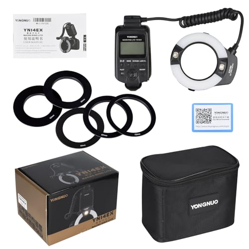 YONGNUO YN-14EX YN14EX TTL Macro Ring Flash/ LED Flash Light with Adapter Ring for Canon EOS DSLR Cameras as Canon MR-14EX