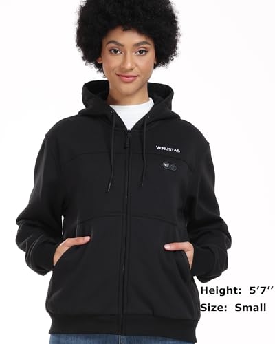 Venustas Sudadera con capucha climatizada con batería 11V para unisex con 5 zonas de calefacción, sudadera climatizada para hombres y mujeres