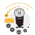 Yongnuo YN650EX-RF Flash inalámbrico Speedlite, GN60 24 abalorio de lámpara LED TTL HSS, Master Slave Flash con sistema de RF incorporado de 2.4 G, para cámara Canon DSLR