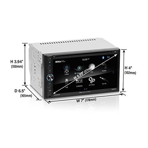 BOSS Audio Systems BV9695B - Sistema estéreo de audio para coche, doble DIN de 6.95 pulgadas, visualización táctil, audio Bluetooth y unidad principal de llamadas, reproductor de CD, enlace A (espejo de visualización), receptor de radio AM/FM, para amplif