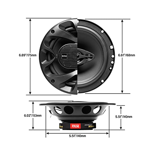 BOSS Audio Systems CH6530B Chaos Series 6.5 Pulgadas - Altavoces para Puerta de Coche - 300 vatios máximo (por par), coaxial, 3 vías, Rango Completo, 4 ohmios, se Venden en Pares, Bocinas para Carro