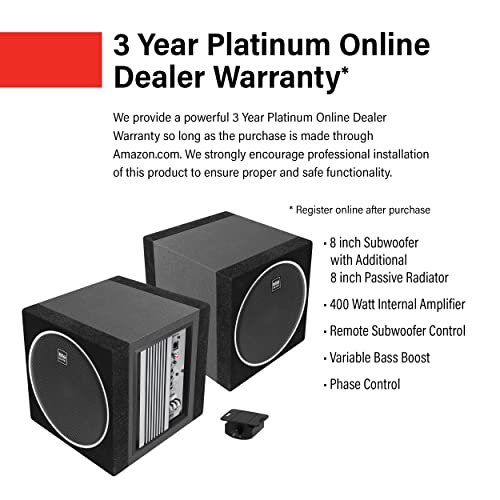 Boss Audio Systems Elite Series BE8AE - Subwoofer y Amplificador de Coche - 400 W de Alta Salida, Amplificador Incorporado, subwoofer de 8 Pulgadas, Control Remoto de subwoofer