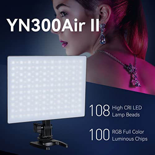 YONGNUO YN300 Air II YN300Air II - Panel de luz LED de vídeo RGB de gama completa bicolor 3200K-5600K para Canon Nikon Pentax Olympus Samsung
