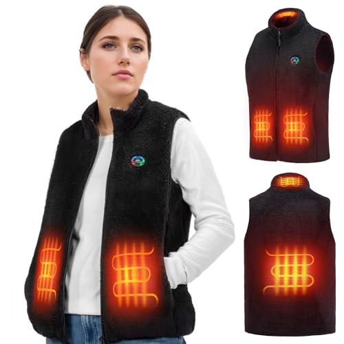 KEMIMOTO - Chaleco calefactor de forro polar para mujer, chaleco térmico ligero para mujer (batería no incluida)