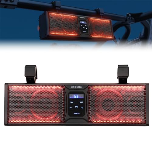 KEMIMOTO - Barra de sonido UTV de 16 pulgadas, sistema de sonido UTV, altavoces SXS, impermeable, conectividad Bluetooth con iluminación LED multicolor compatible con Polaris RZR Can-Am Defender Maverick