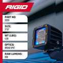 RIGID INDUSTRIES - Luces de retroiluminación azul radiance, luces LED de 3 x 3 pulgadas, 50.000 horas, capa en polvo, fácil de instalar, soportes de montaje incluidos, accesorios todoterreno (2