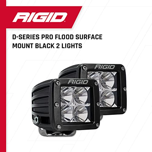 Rigid Industries - Serie D PRO - Luces LED de montaje en superficie de inundación, luces LED de 3 pulgadas, fácil de instalar, accesorios todoterreno, 50.000 horas de vida útil (2 unidades, carcasa negra, 202113)
