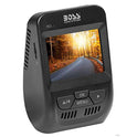 BOSS Audio BCAM70 - Sistema DVR para salpicadero de coche, visualización LCD de 2,4 pulgadas, grabación 1080P, cámara trasera incluida, grabación frontal trasera, detección de movimiento, grabación en bucle automático, gran angular de 110 grados