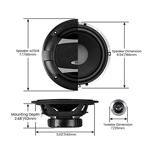 Boss Audio PC65.2C Phantom 500-watt 2 Way Auto 6.5" Component Speaker