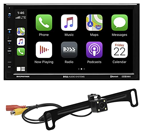 BOSS Audio Systems BVCP9700A-C Apple CarPlay Android Reproductor multimedia para coche - visualización táctil capacitiva de 7 pulgadas, Bluetooth, sin CD DVD, iluminación multicolor, cámara de