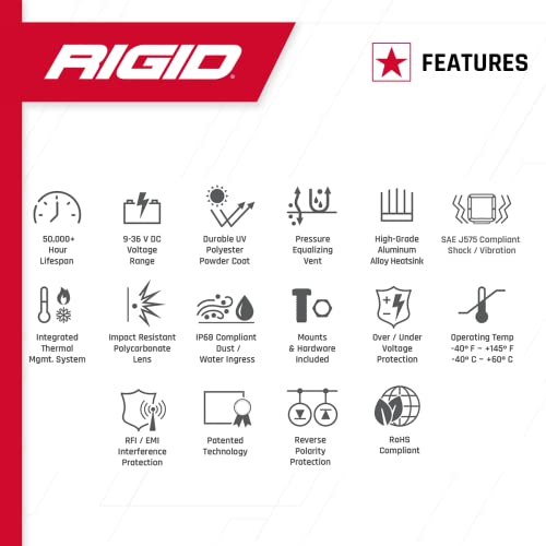 RIGID INDUSTRIES Luz antiniebla SAE serie D (par): luz antiniebla legal de calle para auto