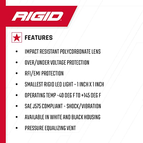 Rigid Industries Ignite - Kit de Respaldo para Montaje Empotrado, Color Negro, Accesorios de Montaje para Uso Todoterreno